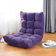 Costway Adjustable 14 Position Floor Chair Folding Gaming Sofa Chair Cushioned Purple Walmart Com Floor Chair Gaming Sofa Floor Seating