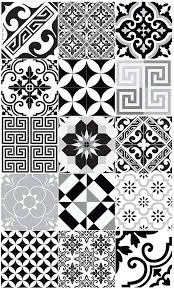 Beija Flor Eclectic Vinyl Floor Mat Black White Medium Eclectic Tile Vinyl Floor Mat Vinyl Flooring