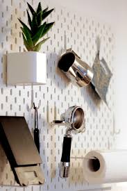 Ikea Skadis Pegboard Modified For Espresso Lovers A Great Place For The Home Barista For Storing The Hario Scale Ecm Coffee Bar Home Peg Board Diy Coffee Bar