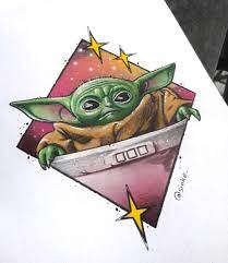 Baby Yoda Tattoo Design Tattoo Flash Tattoo Sinke Sinketattoo Art Artwork Drawing Illustration Painting Starw Yoda Art Yoda Drawing Mini Canvas Art