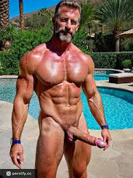 Bodybuilder DILF with huge cock and green eyes smiling in pool | Pornify –  Free AI Porn Generator