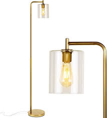 Brightech Elizabeth Edison Floor Lamp For Living Room Bedroom Standing Industrial Light With Hanging Gla In 2020 Industrial Floor Lamps Glass Lamp Glass Lamp Shade