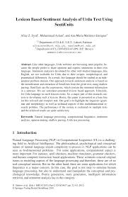 Pdf Lexicon Based Sentiment Analysis Of Urdu Text Using Sentiunits
