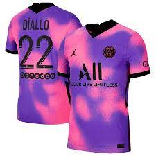 2020/21 nike psg 3rd match jersey $ 164.99 add to cart for price. Paris Saint Germain X Jordan Fourth Vapor Match Jersey 2020 21 With Diallo 22 Printing