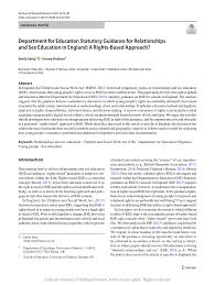 PDF) Department for Education Statutory Guidance for Relationships and Sex  Education in England: A Rights-Based Approach?