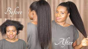 Can be wrapped around as a bun. Natural Hair Ponytail With Weave Extensions Sleek Ponytail Youtube