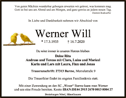 Actualit�, albums, titres, clips, singles, biographie, concerts et photos de teresa werner. Traueranzeigen Von Werner Will Trauer Kreiszeitung De