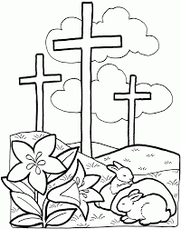 Spring lillies on cross coloring page. Free Printable Easter Coloring Pages Religious Coloring Home