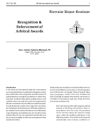Legislative reform in the form of the malaysian this modern statutory framework has provided fertile ground for the development of international arbitration in malaysia. Pdf Recognition And Enforcement Of Arbitral Awards Saleem Marsoof Academia Edu