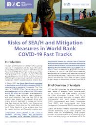 Banking with us means banking with trust. Risks Of Sexual Exploitation Abuse And Harrasment And Mitigation Measures In World Bank Covid 19 Fast Tracks Gender Covid 19