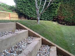 Sleeper Steps With Gravel Landscaping Wood Sleepers Sloped Garden Garden Stairs Backyard Landscaping