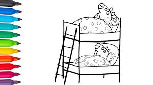 I like the bunk bedding also. Peppa Pig And George Pig Sleeping On Bunk Bed Coloring Pages Svinka Pepa I Dzhordzh Spyat Pepa Pig Youtube