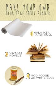 Diy Vintage Book Page Table Runner Visual Heart Creative Studio Diy Vintage Books Table Runner Diy Diy Book