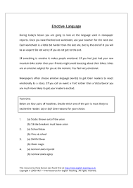 Newspaper headlines introducing news reports are typically focused on things like current events and trends, or the results of an investigative study or survey. What Is Emotive Language Ks2 Know It Info