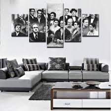 Black And White Framed Movie Prints 5 Pcs Gangster Movie Painting Print Modern Canvas Wall Art Poster Home Decor Modern Wall Art Canvas Wall Canvas Wall Art