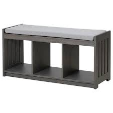 Panget Storage Bench Dark Gray Stained Ikea In 2020 Bench With Shoe Storage Grey Stain Storage Bench