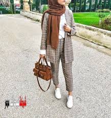 2020 لعام موضة البناطيل الكاروهات البنطلون البنطلون الكاروهات الجانجام الجديدة الرخام Hijabi Outfits Casual Muslim Fashion Outfits Muslim Fashion Hijab