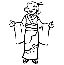 The japanese flag has 2 primary colors, which are red and white. Japan Girl Wear Kimono Coloring Page Coloring Sky
