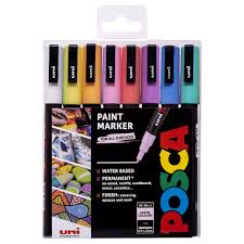 Uni Posca Marker Pen Pc 3m Fine Set Of 8 Pastels