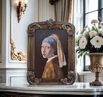 A Vintage Resin Photo Frame Measuring 6 Inches/7 Inches (With Random Prints), Featuring a Golden Carved Design. This Creatively Shaped Resin Frame Is