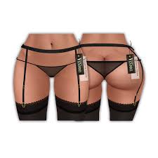 Panty & stocking with garterbelt. Second Life Marketplace Vision Lingerie Elena Garter Panties Stockings Black Maitreya Lara Belleza Isis Freya Venus Slink Physique Hg