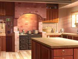 Modern new light interior of kitchen with white furniture and dining table. Kitchen Anime Wallpapers Wallpaper Cave