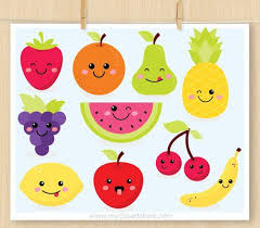 Cute Fruit Kawaii Clipart Strawberry Watermelon Apple Pineapple Orange Grapes Commercial Use Vector Clip Art Htv Kawaii Dessins Faciles Fruits Et Legumes