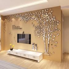 Plenty of home décor to choose from. Couple Tree 3d Acrylic Stereo Creative Wall Stickers Golden Right Xxl In 2021 Creative Wall Decor Living Room Wall Designs Wall Decor Living Room