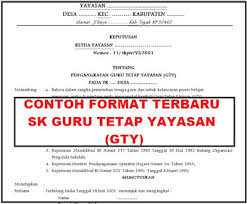 Berikut ini adalah dokumen format sk gty guru paud, sk ini bisa digunakan untuk sk gty kepala sekolah ataupun sk gty guru yang dikeluarkan oleh yayasan. Contoh Sk Guru Tetap Yayasan Tk Kb Sps Tpa Terbaru Arsip Paud