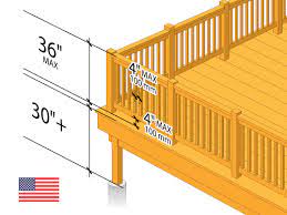 Deck railing height diagrams show residential building code height and dimensions before you build. Deck Railing Height Diagrams Code Tips
