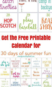 30 Days Of Summer Fun Free Printable Calendar Business For Kids Kids Calendar Summer Fun