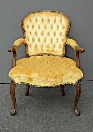 Vintage French Provincial Tufted Gold Velvet Accent Arm Chair W Decorative Nails Velvet Accent Chair Accent Chairs Accent Arm Chairs