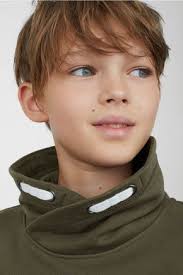 Chimney Collar Sweatshirt Dark Khaki Green Whatevs Kids H M Us Cute Hairstyles For Kids Cute Blonde Boys Kids Photography Boys