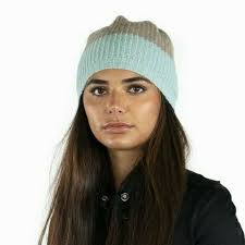 Portolano 100% CASHMERE HAT TWO TONE- NILE BROWN/CLOUD BLUE