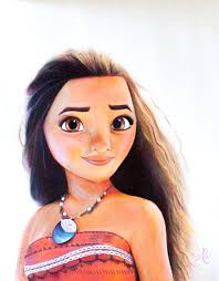 Use a long, curved line to sketch the forehead, cheeks, and chin. Moana Pencil Drawing By Rachelrie On Deviantart