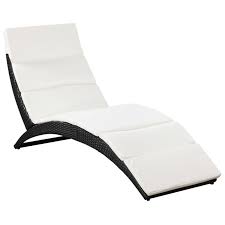 Vidaxl Sun Lounge Foldable Wicker Rattan Black Outdoor Recliner Chair Pool Patio Outdoor Wicker Furniture Sun Lounger Sun Lounger Cushions