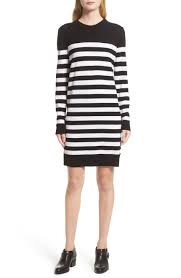 Black And White Strips Frock Bold Black And White Stripes Add Graphic Style To This Softly Draped Sweater Dress Knit From Extra Fin Merino Wool Dress Short Dresses Casual Nordstrom Dresses