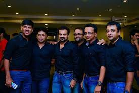 Akhil Dev Vijay Yeasudas And Kunchako Boban Group Photo In Black And Blue Dress Code Black And Blue Dress Dress Codes Blue Dresses