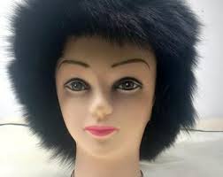 Sombrero de piel, sombrero de piel de zorro, sombrero de piel negra  auténtica