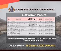 Pelukis pelan (kejuruteraan awam) gred ja19 15. Jawatan Kosong Di Majlis Bandaraya Johor Bahru Mbjb Appkerja Malaysia
