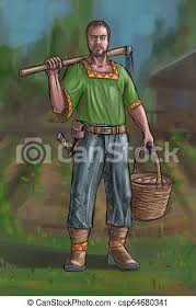 It was meant to highlight the plight of the working inspired by this painting, edwin markham wrote the poem the man with the hoe. markham's poem describes a hopeless laborer who is treated more. Concept Art Fantasy Illustration Of Villager Countryman Farmer Or Village Man With Hoe And Basket Concept Art Digital Canstock