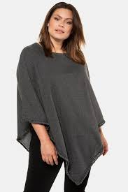 This two rectangle poncho pattern is an intermediate knit but still easy to make. Reversible Glitter Stretch Knit Poncho Ponchos Sweaters Ulla Popken Europe