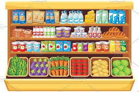 Shelves Products In The Supermarket Supermarket Vector Free Clip Art