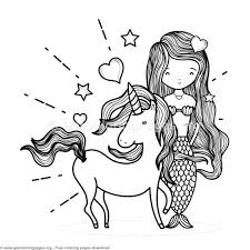 Lovely Mermaid And Unicorn Coloring Pages Free Instant Download Coloring Coloringbook Coloringpages Unicorn Coloring Pages Unicorn Pictures Mermaid Coloring