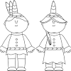 Printable first thanksgiving coloring pages for sunday school and vbs program aids, coloring pages of the pilgrims and the native indians at the first thanksgiving, for christian coloring activities, church coloring. 1