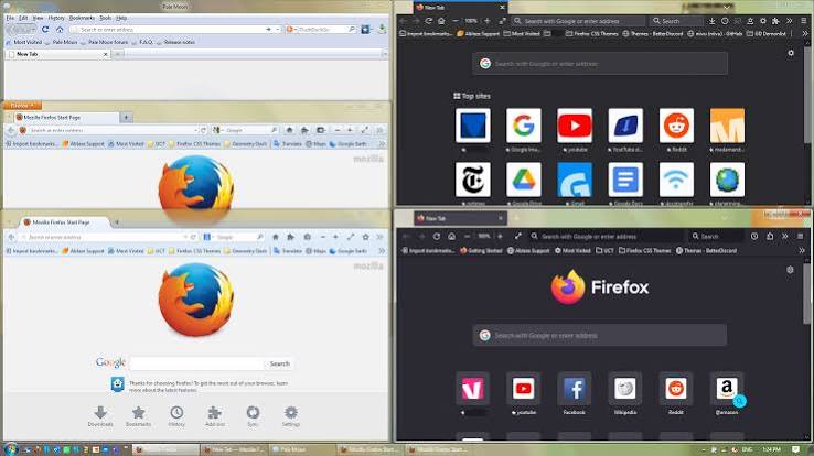 Every major Firefox UI design open together : r/browsers