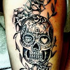 Black And White Sugar Skull Tattoo Pin On Tattoo Ideas
