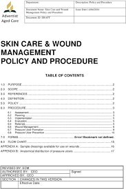 skin care wound management policy and procedure pdf free