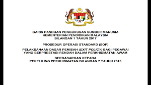 Garis panduan pengurusan trak bergerak (makanan, barangan dan perkhidmatan). Exit Policy Bagi Pegawai Yang Berprestasi Rendah Pendidik2u