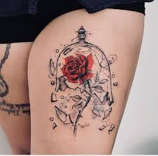 Beauty And The Beast Rose In Glass Tattoo Rose Tattoos For Women Beauty Tattoos Rose Tattoo Design